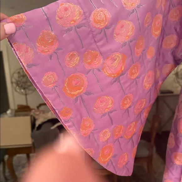 ICONIC LA VIE STYLE HOUSE Purple/Pink Orange Silk Brocade Long Caftan Coat NWT - Picture 8 of 11